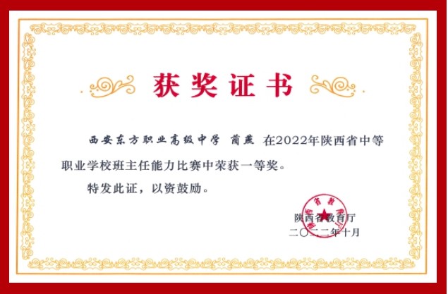 宁陕陕西省教育厅职业班主任大赛一等奖